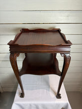 Load image into Gallery viewer, Chippendale Style Gallery Top Two Tiered Claw and Ball Table
