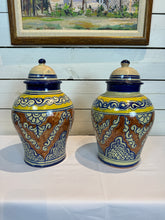 Load image into Gallery viewer, Vintage Hand Painted Mexican Talavera Lidded Ginger Jars
