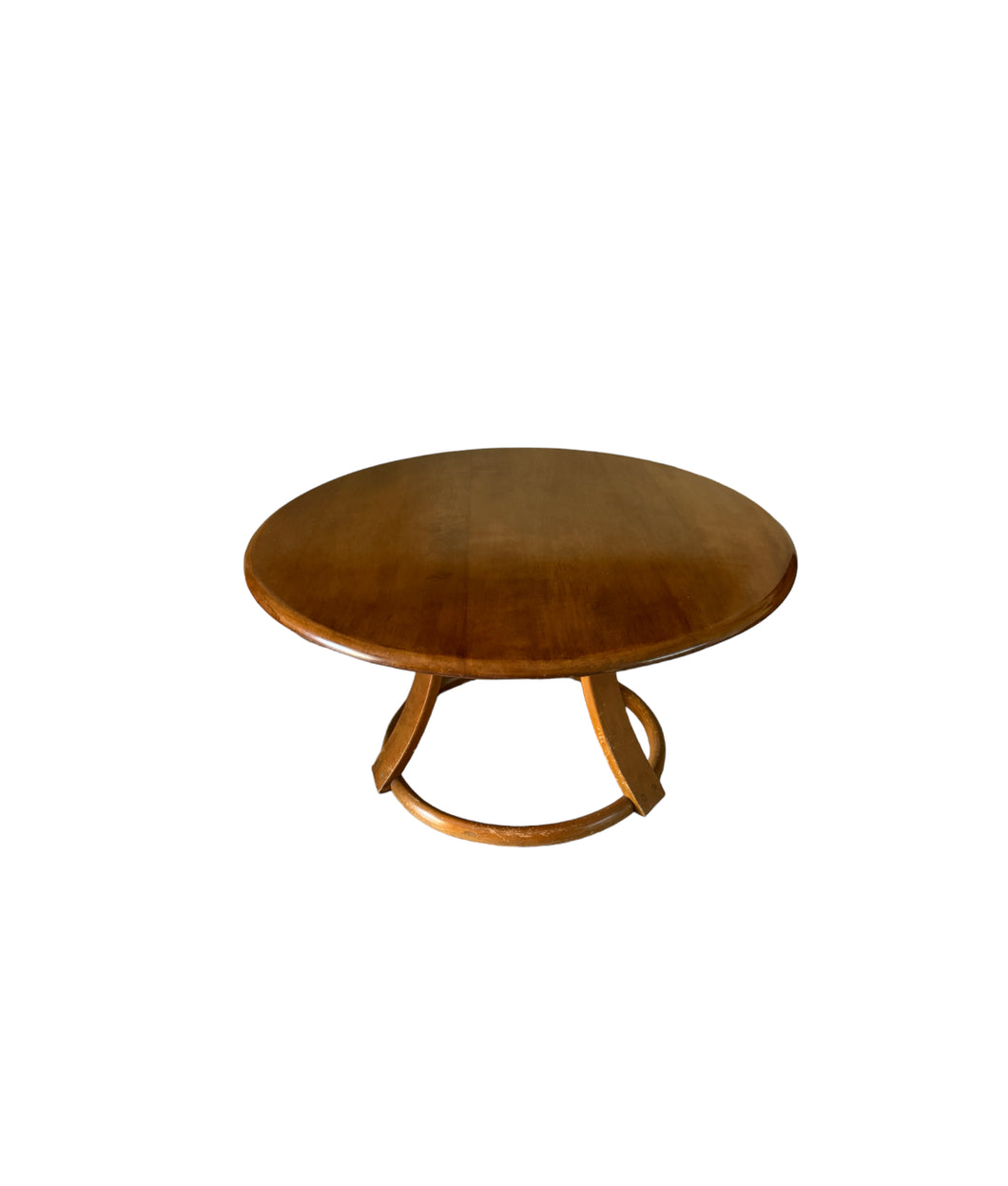 1940s MCM Leo Jiranek by Heywood-Wakefield Round Coffee Table with Lazy Susan, Maple Finish