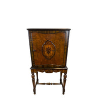 Load image into Gallery viewer, Antique Mahogany Highboy Cabinet / Bar Cabinet With Marquetry Inlays
