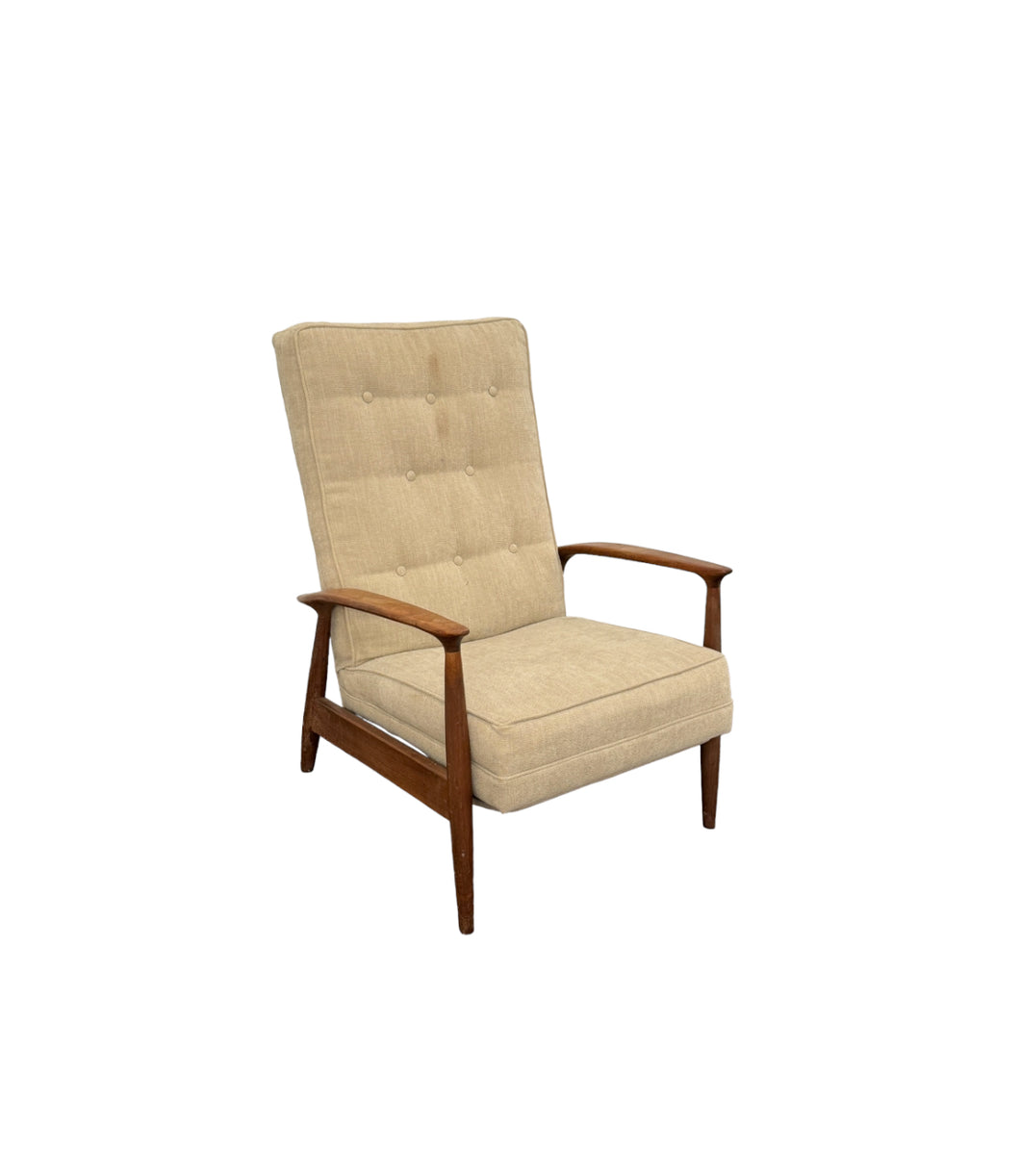 Milo Baughman for James, Inc. MCM Walnut Upholstered Recliner