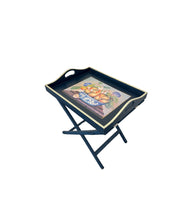 Load image into Gallery viewer, Wood Painted Folding Butlers Side Table Tray
