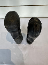 Load image into Gallery viewer, Mid Century Besmo African Tribal Bust Sculpture Carved in Ebony Wood Man &amp; Woman - Sold as a set of two
