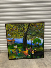 Load image into Gallery viewer, Asian Pastoral Farm Scene, Original Framed Oil on Canvas, by Youngsook Park Circa 2000
