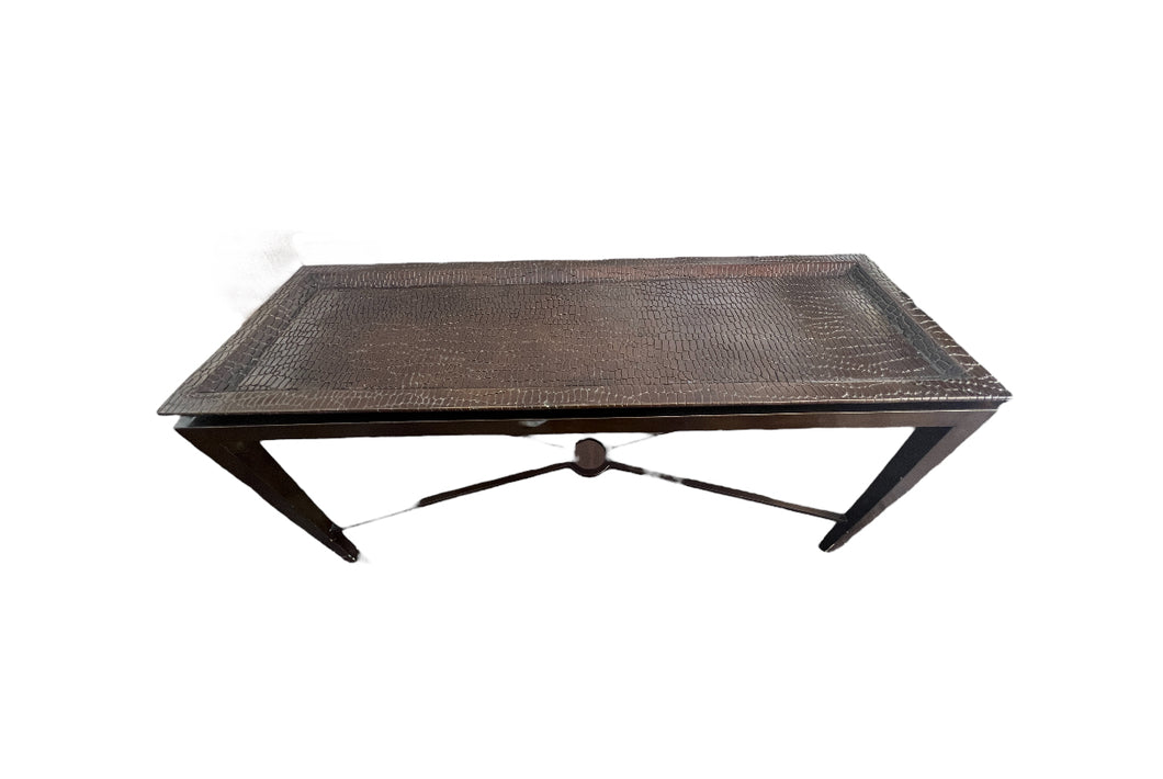 Faux Leather Top Console Table