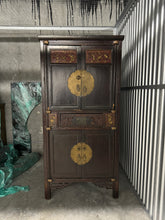 Load image into Gallery viewer, Authentic Antique Chinese Carved Armoire with Brass Hardware
