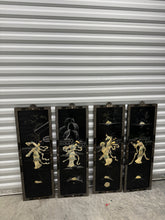 Load image into Gallery viewer, Vintage Chinoiserie Geisha Asian Wall Panel Accents with Mother of Pearl Inlays - set of 4
