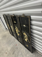 Load image into Gallery viewer, Vintage Chinoiserie Geisha Asian Wall Panel Accents with Mother of Pearl Inlays - set of 4
