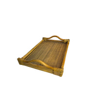 Load image into Gallery viewer, Vintage Bamboo and Rattan Tray with Handles
