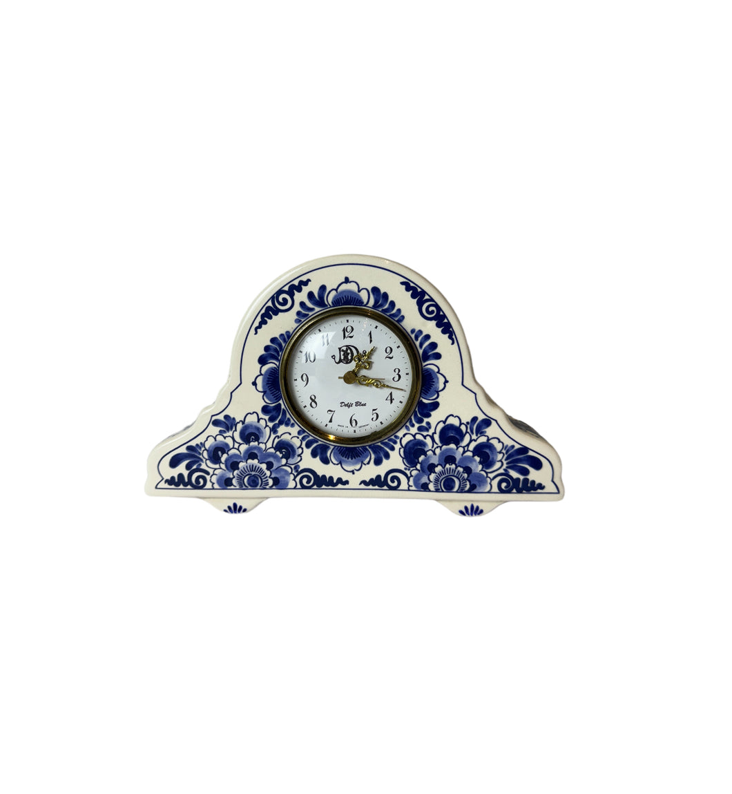 Delft Dial Clock - Blue & White Clock for Mantelpiece or Shelf