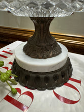 Load image into Gallery viewer, Vintage Italian Centerpiece, Fruit Bowl, Compote with Cut Glass, Marble and Gilt Metal Base
