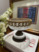 Load image into Gallery viewer, Vintage Italian Centerpiece, Fruit Bowl, Compote with Cut Glass, Marble and Gilt Metal Base
