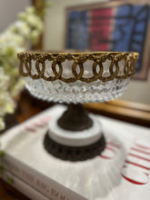 Load image into Gallery viewer, Vintage Italian Centerpiece, Fruit Bowl, Compote with Cut Glass, Marble and Gilt Metal Base
