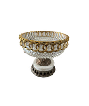 Load image into Gallery viewer, Vintage Italian Centerpiece, Fruit Bowl, Compote with Cut Glass, Marble and Gilt Metal Base
