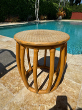 Load image into Gallery viewer, Vintage McGuire Style Rattan Cane Barrel Armchairs and Side Table
