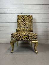 Load image into Gallery viewer, Vintage Hollywood Regency Cheetah Print Accent Chair with Gold Gilded Legs
