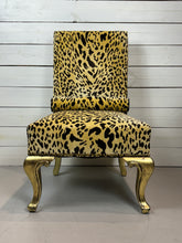 Load image into Gallery viewer, Vintage Hollywood Regency Cheetah Print Accent Chair with Gold Gilded Legs
