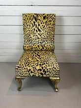 Load image into Gallery viewer, Vintage Hollywood Regency Cheetah Print Accent Chair with Gold Gilded Legs
