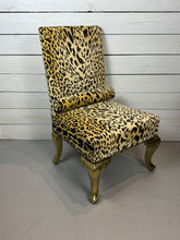 Load image into Gallery viewer, Vintage Hollywood Regency Cheetah Print Accent Chair with Gold Gilded Legs
