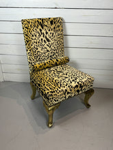 Load image into Gallery viewer, Vintage Hollywood Regency Cheetah Print Accent Chair with Gold Gilded Legs
