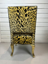 Load image into Gallery viewer, Vintage Hollywood Regency Cheetah Print Accent Chair with Gold Gilded Legs
