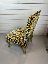 Load image into Gallery viewer, Vintage Hollywood Regency Cheetah Print Accent Chair with Gold Gilded Legs
