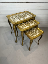 Load image into Gallery viewer, Vintage 1950s Florentine Gold Nesting Tables - Set of Three
