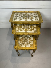 Load image into Gallery viewer, Vintage 1950s Florentine Gold Nesting Tables - Set of Three
