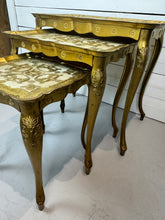 Load image into Gallery viewer, Vintage 1950s Florentine Gold Nesting Tables - Set of Three
