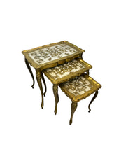 Load image into Gallery viewer, Vintage 1950s Florentine Gold Nesting Tables - Set of Three
