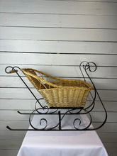 Load image into Gallery viewer, Vintage Wicker Rattan Basket Santa Sleigh
