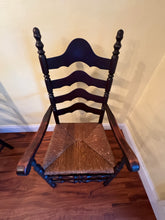 Load image into Gallery viewer, Antique French Country Style Ladderback Chairs with Rush Seats - Set of Two
