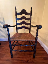 Load image into Gallery viewer, Antique French Country Style Ladderback Chairs with Rush Seats - Set of Two
