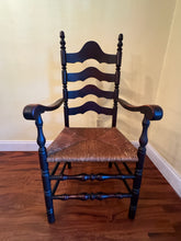 Load image into Gallery viewer, Antique French Country Style Ladderback Chairs with Rush Seats - Set of Two
