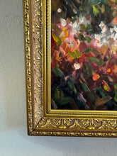 Load image into Gallery viewer, Large Vintage Painting &quot;Woman in the Garden&quot; Signed J. Garoutte Framed, Oil on Canvas
