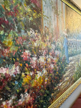 Load image into Gallery viewer, Large Vintage Painting &quot;Woman in the Garden&quot; Signed J. Garoutte Framed, Oil on Canvas
