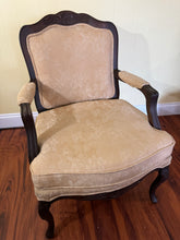 Load image into Gallery viewer, Antique Louis XV Style Carved Walnut Upholstered Accent Chair
