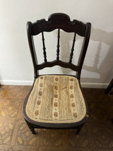 Load image into Gallery viewer, Antique Spindle Back Upholstered Chairs - sold as a set
