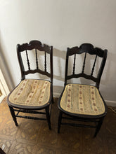 Load image into Gallery viewer, Antique Spindle Back Upholstered Chairs - sold as a set
