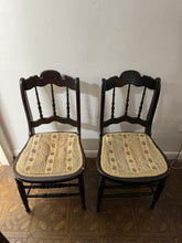 Load image into Gallery viewer, Antique Spindle Back Upholstered Chairs - sold as a set
