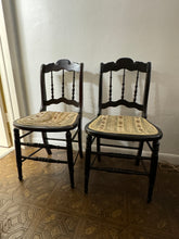 Load image into Gallery viewer, Antique Spindle Back Upholstered Chairs - sold as a set
