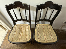 Load image into Gallery viewer, Antique Spindle Back Upholstered Chairs - sold as a set
