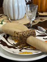 Load image into Gallery viewer, Vintage Hand Carved Wood Cheetah Print Napkin Rings - Set of 10
