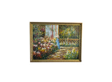 Load image into Gallery viewer, Large Vintage Painting &quot;Woman in the Garden&quot; Signed J. Garoutte Framed, Oil on Canvas
