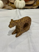 Load image into Gallery viewer, Vintage Hand Carved Wood Cheetah Print Napkin Rings - Set of 10
