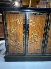 Load image into Gallery viewer, Drexel Et Cetera Collection Black Lacquer Chinoiserie Buffet Server with Flip Top
