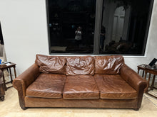 Load image into Gallery viewer, Restoration Hardware Lancaster Luxe Deep Three Seat Cushion Sofa in Cocoa Leather
