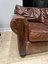 Load image into Gallery viewer, Restoration Hardware Lancaster Luxe Deep Three Seat Cushion Sofa in Cocoa Leather
