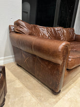 Load image into Gallery viewer, Restoration Hardware Lancaster Luxe Deep Three Seat Cushion Sofa in Cocoa Leather
