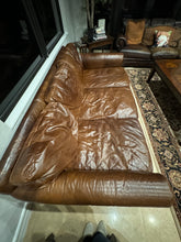 Load image into Gallery viewer, Restoration Hardware Lancaster Luxe Deep Three Seat Cushion Sofa in Cocoa Leather
